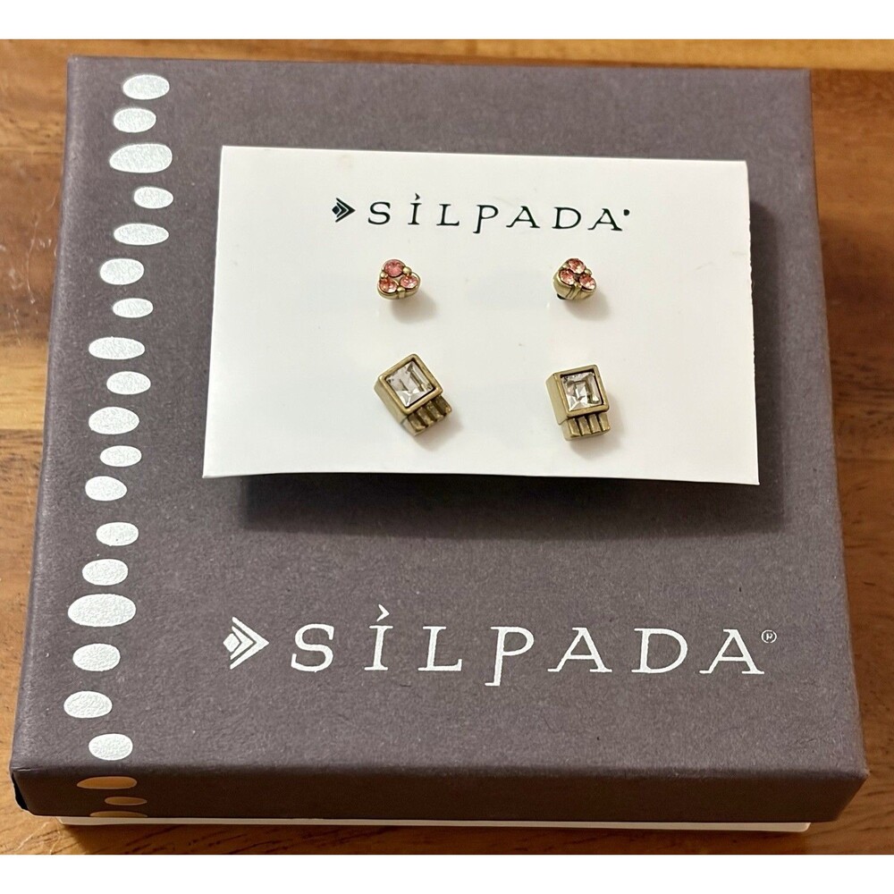 SILPADA “Color Riot” Set/2 Brass Post Earrings - KRP0052 - New In Box - Rare/HTF